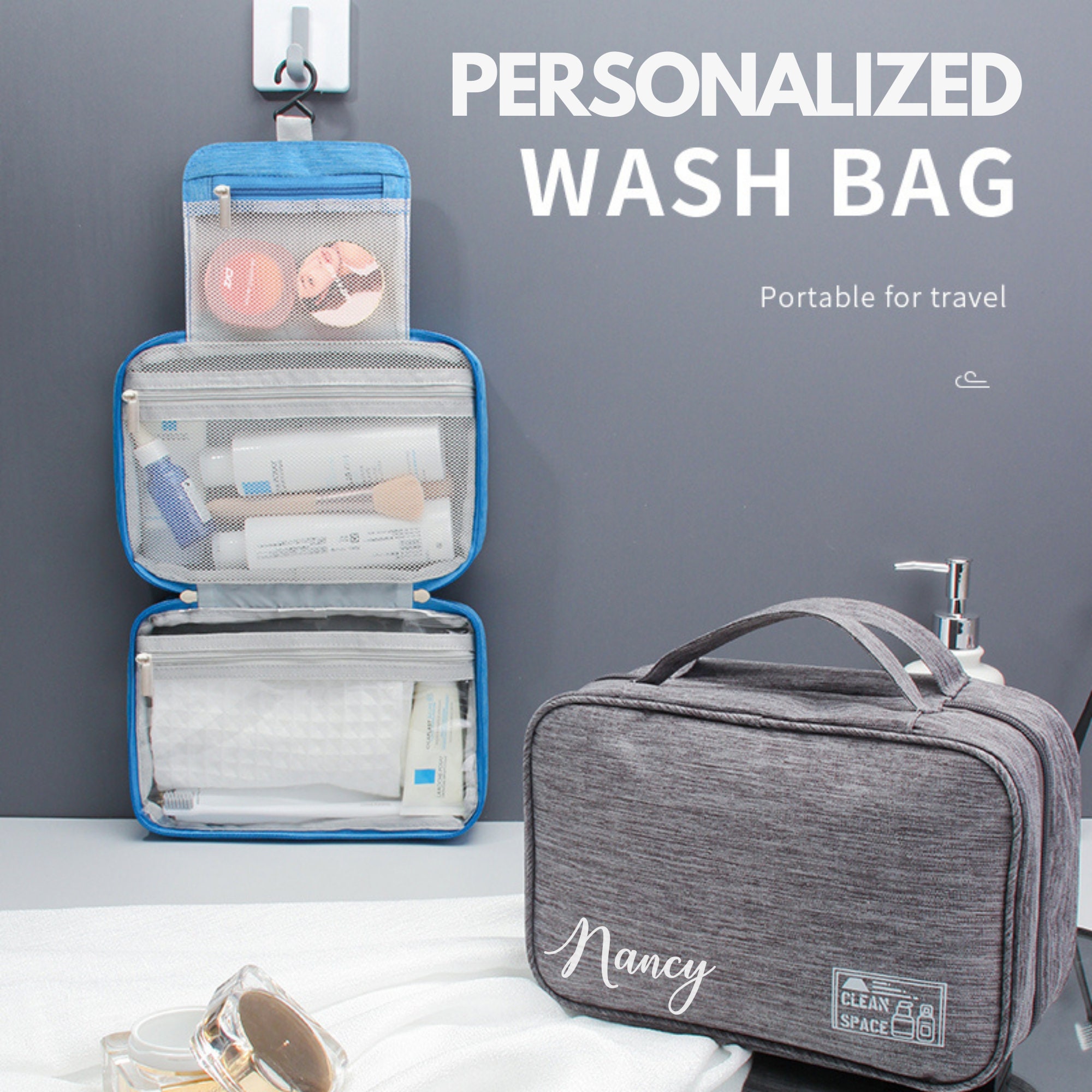 Personalized Hanging Toiletry Bag for Women and Men Large - Etsy