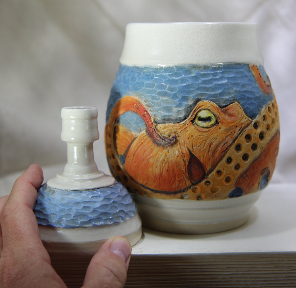 Ceramic Octopus Storage Cookie Jar Etsy