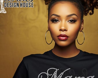 Mama Rhinestone Template, SS10 Hotfix Script Bling Shirt SVG