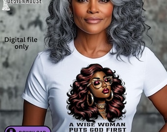 Afro Woman Christian PNG | Faith Quote Clipart (Digital Download)