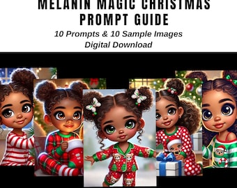 Melanin Christmas Art Prompts | Midjourney Inspiration (PDF)