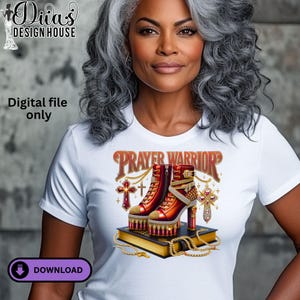 Prayer Warrior Boots PNG | Christian Glam Digital Download | Faith Fashion Clipart | Bible Study Art | Spiritual High Heel Design