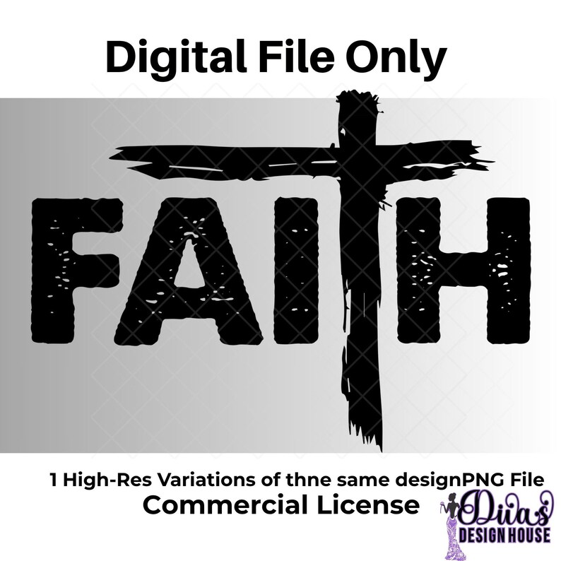 Spiritual Christian graphic with rugged lettering and cross – PNG bundle