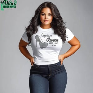 Modelo de strass da rainha de Capricórnio – SS10 Hotfix Bling Design, download digital para camisetas, camisa Zodiac Diva