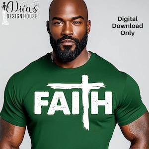 Grunge-style Christian sublimation art – faith text with cross accent