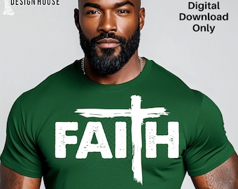 Faith Cross PNG Bundle | Grunge Christian Design in Black & White | Religious Shirt Sublimation | Cricut DTF Clipart | Spiritual SVG