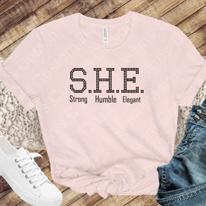 S.H.E (forte umile elegante strass digitale Scarica SVG PGN Cricut & Silhouette file in formato SVG file di strass SS10