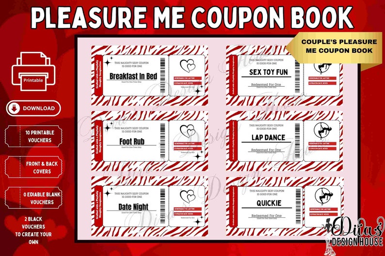 Couples Pleasure Me| Printable Naughty Coupon Book| Editable Sex