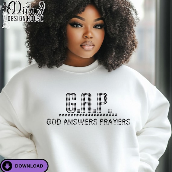 God Answers Prayers Rhinestone SVG – Faith Shirt Template (Digital Download)