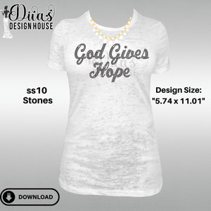God Gives Hope Digital Rhinestone Download| SVG| PNG| Cricut & Silhouette| SVG file| ss10 Rhinestones Cut File| Melanin Rhinestone File|
