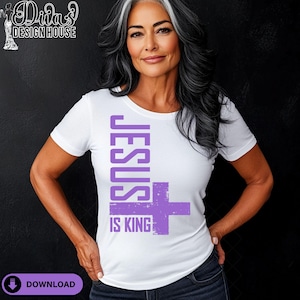 Jesus Is King SVG PNG | Christian Cross Cut File for Cricut | Faith-Based Digital Download for Shirts, Tumblers & More