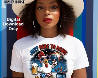 Funny 4th of July Chicken PNG | Patriotic USA Design (Digital Download)