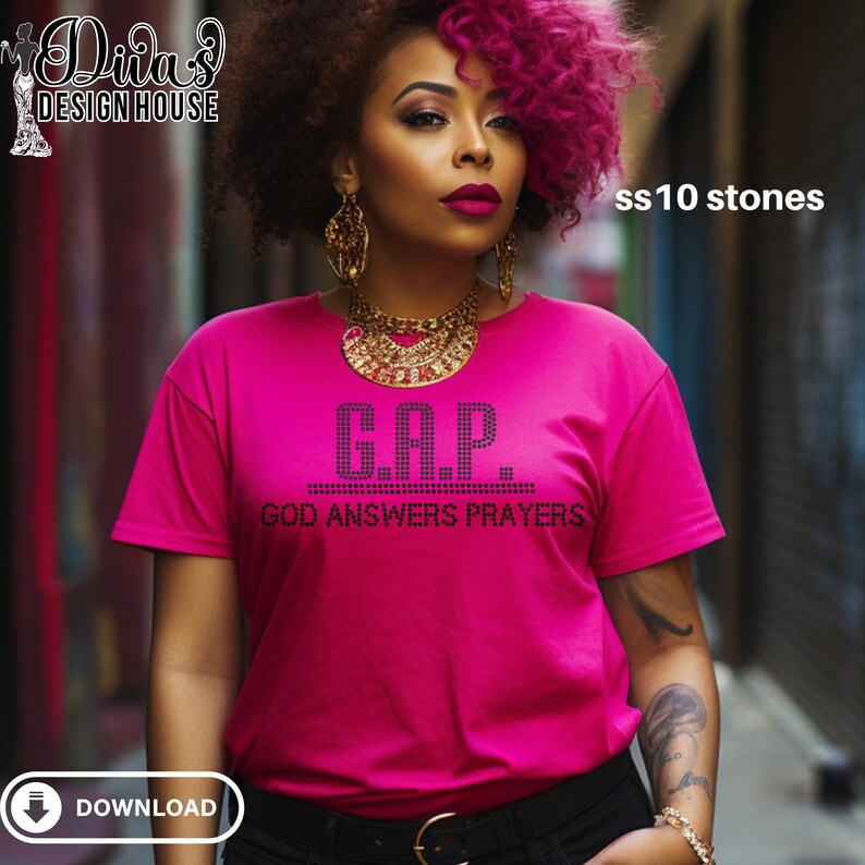 God Answers Prayers Rhinestone SVG – Faith Shirt Template (Digital Download) image 3