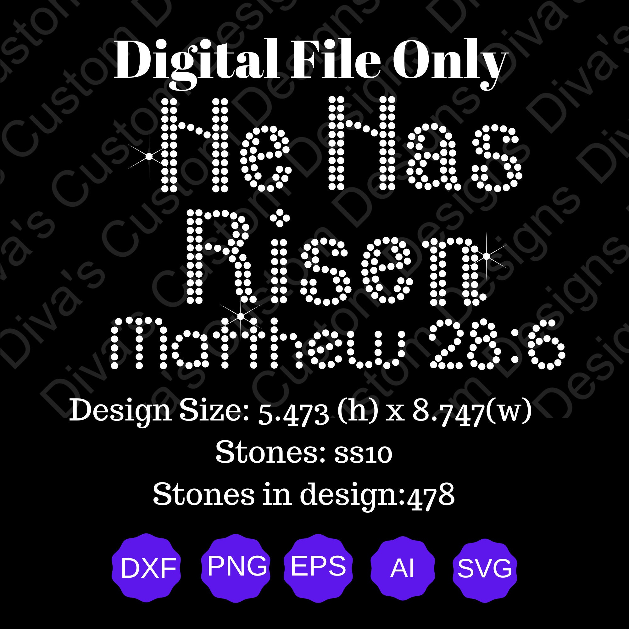 He Has Risen Digital Rhinestone Download SVG PGN Cricut & Silhouette ...