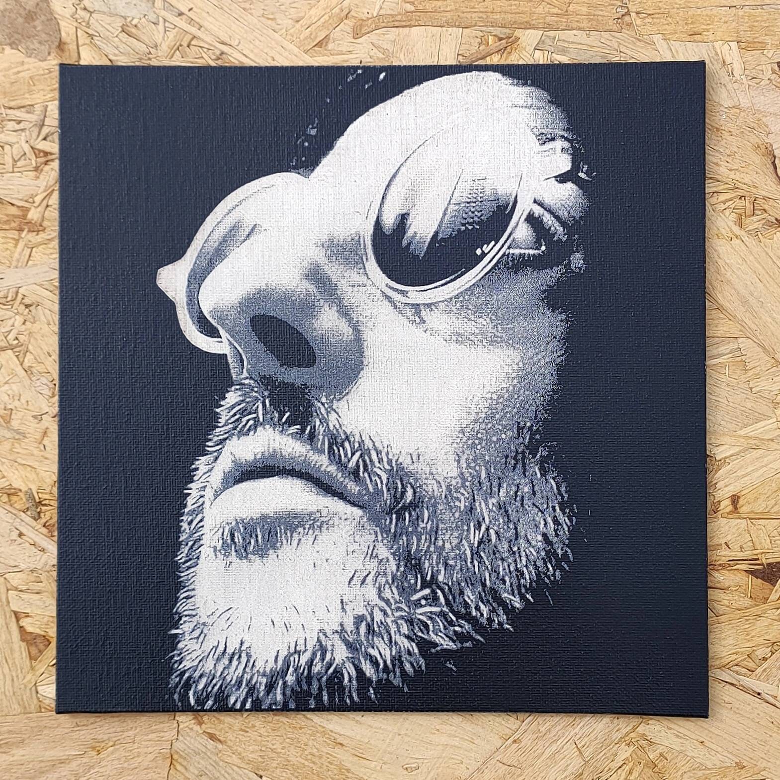 Toile Peinture Noir et Blanc Gravée Au Laser Portrait Léon | Jean Reno