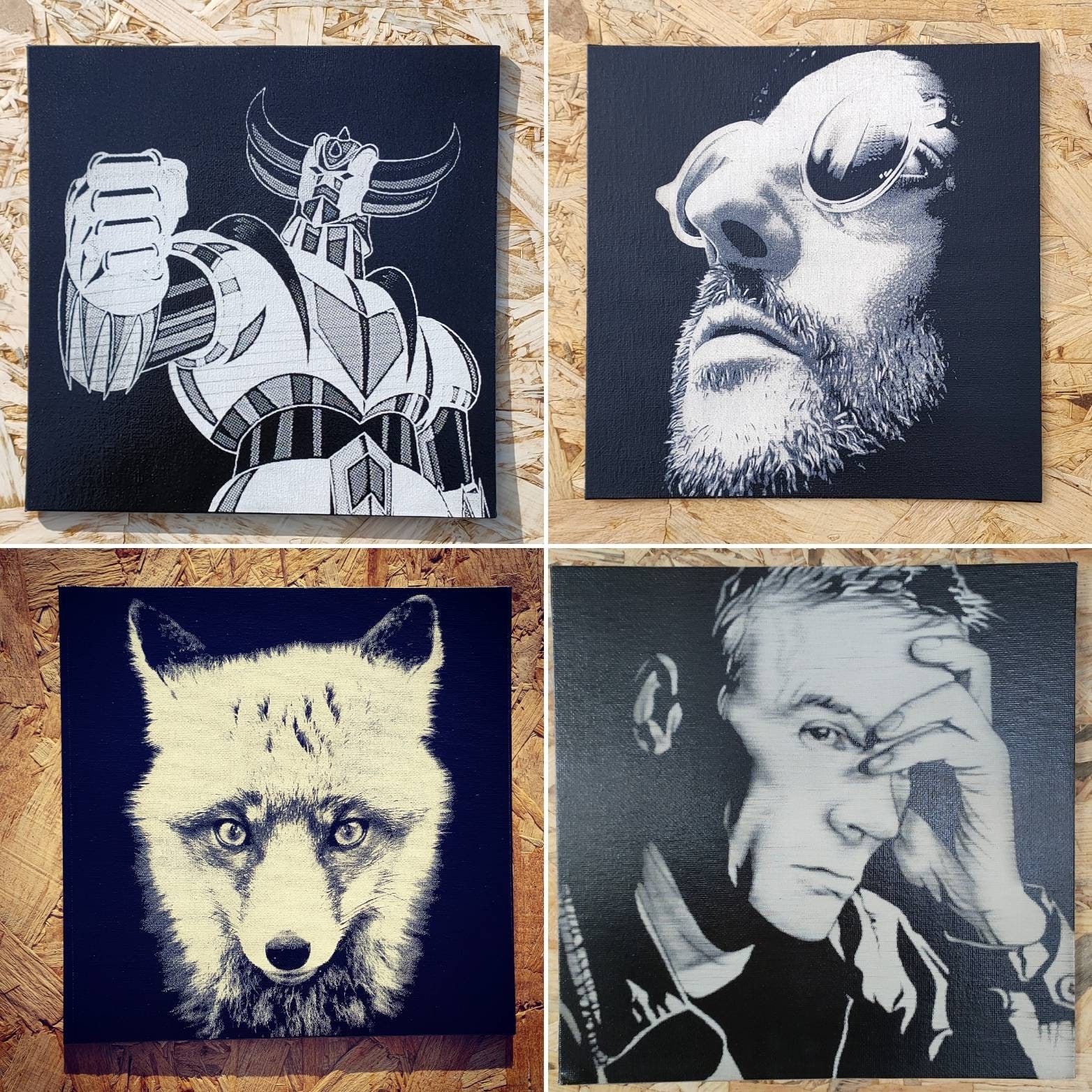 Toile Peinture Noir et Blanc Personnalisable Gravée Au Laser