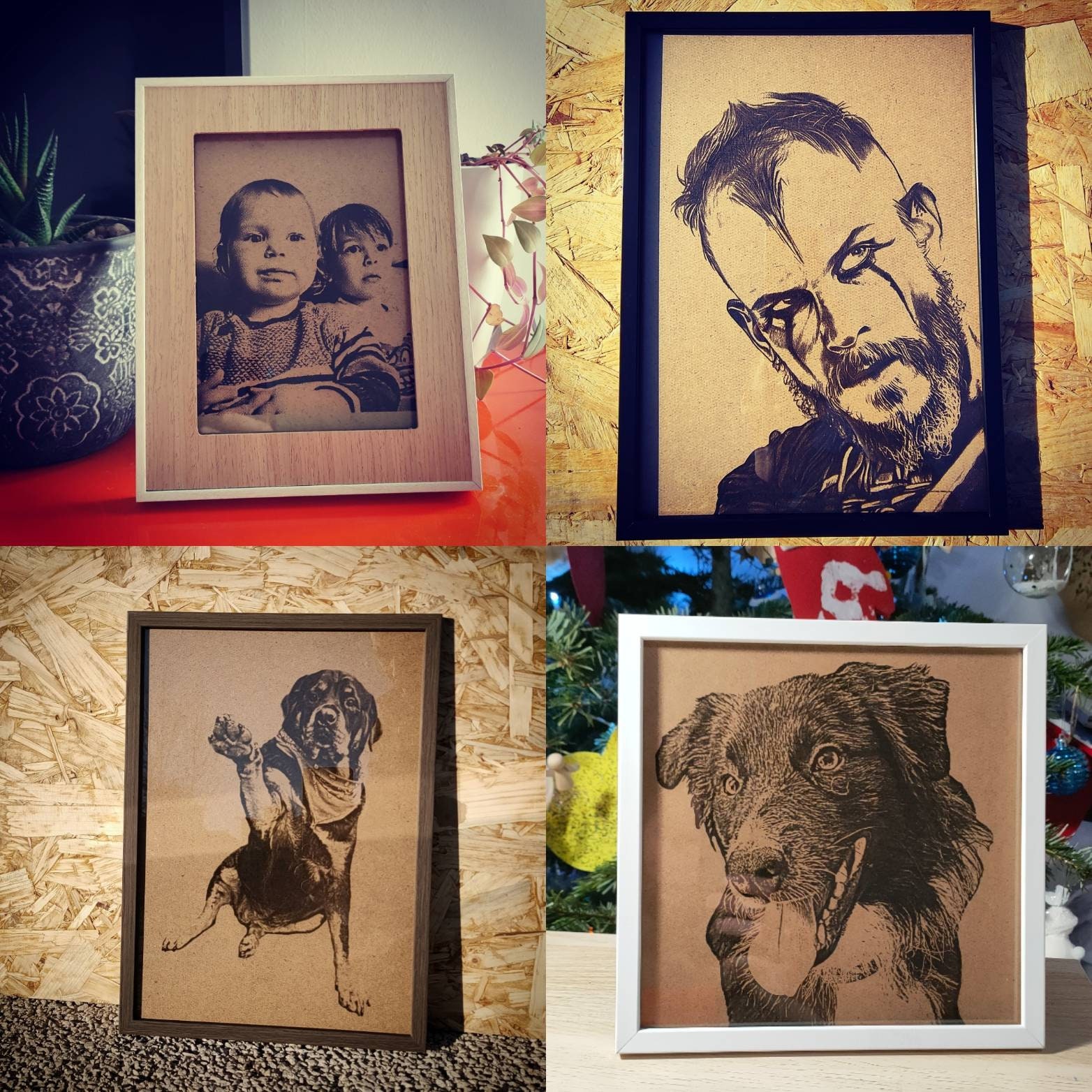 Cadre Portrait Animal, Enfant, Famille