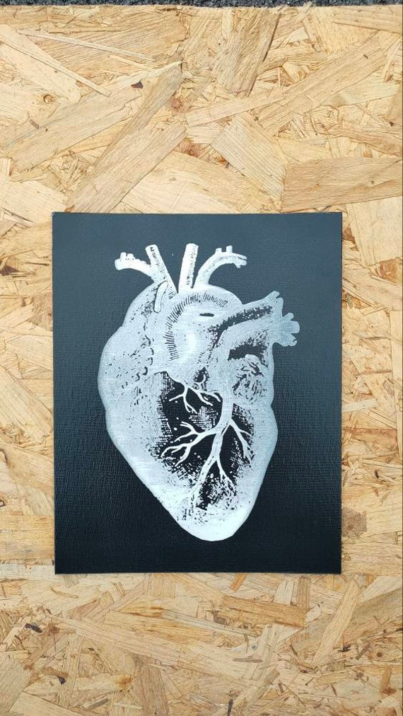 Toile Peinture Noir et Blanc Gravée Au Laser Personnalisable Motif Cœur