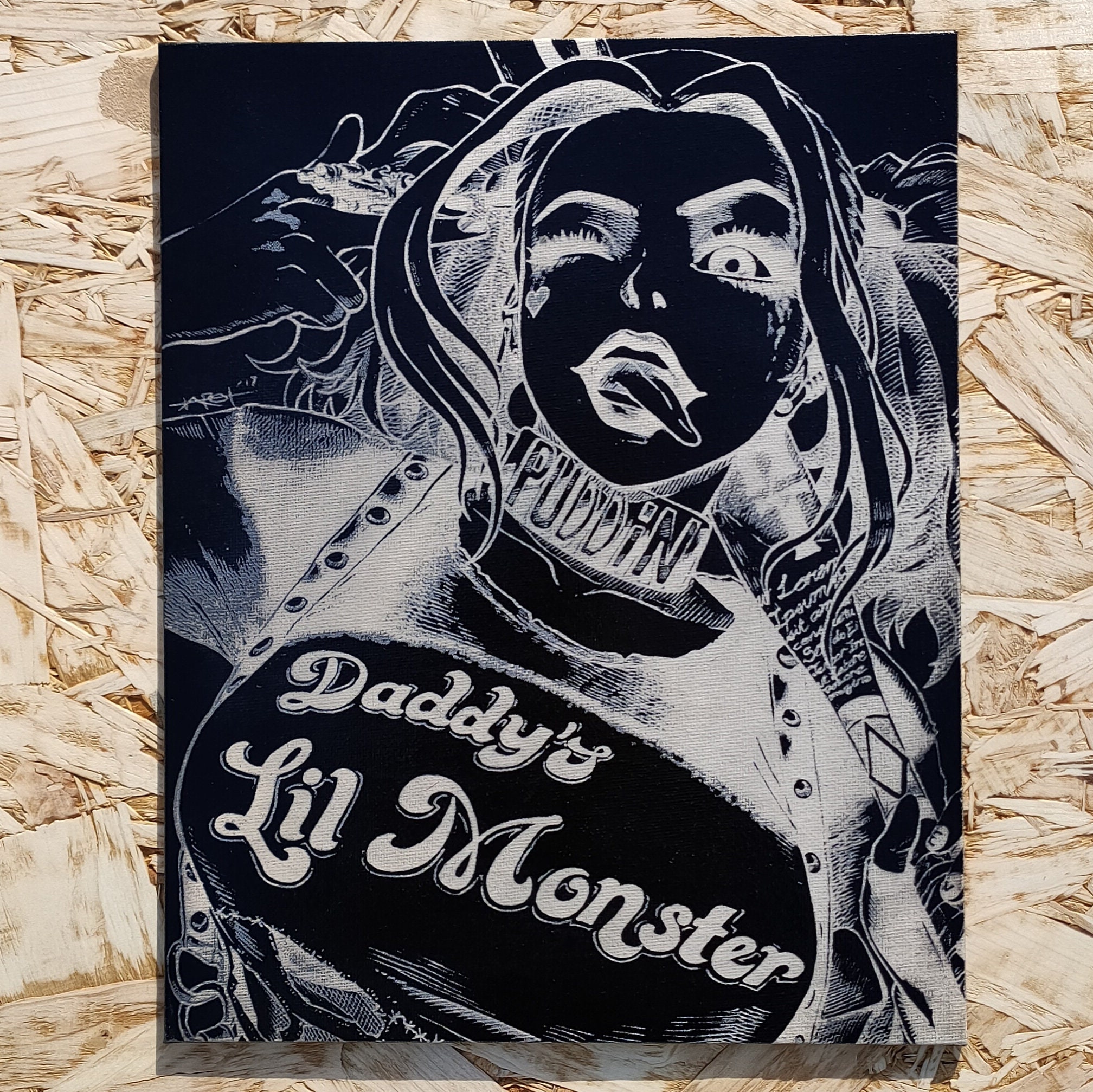 Toile Peinture Noir et Blanc Gravée Au Laser Personnalisable Motif Harley Quin