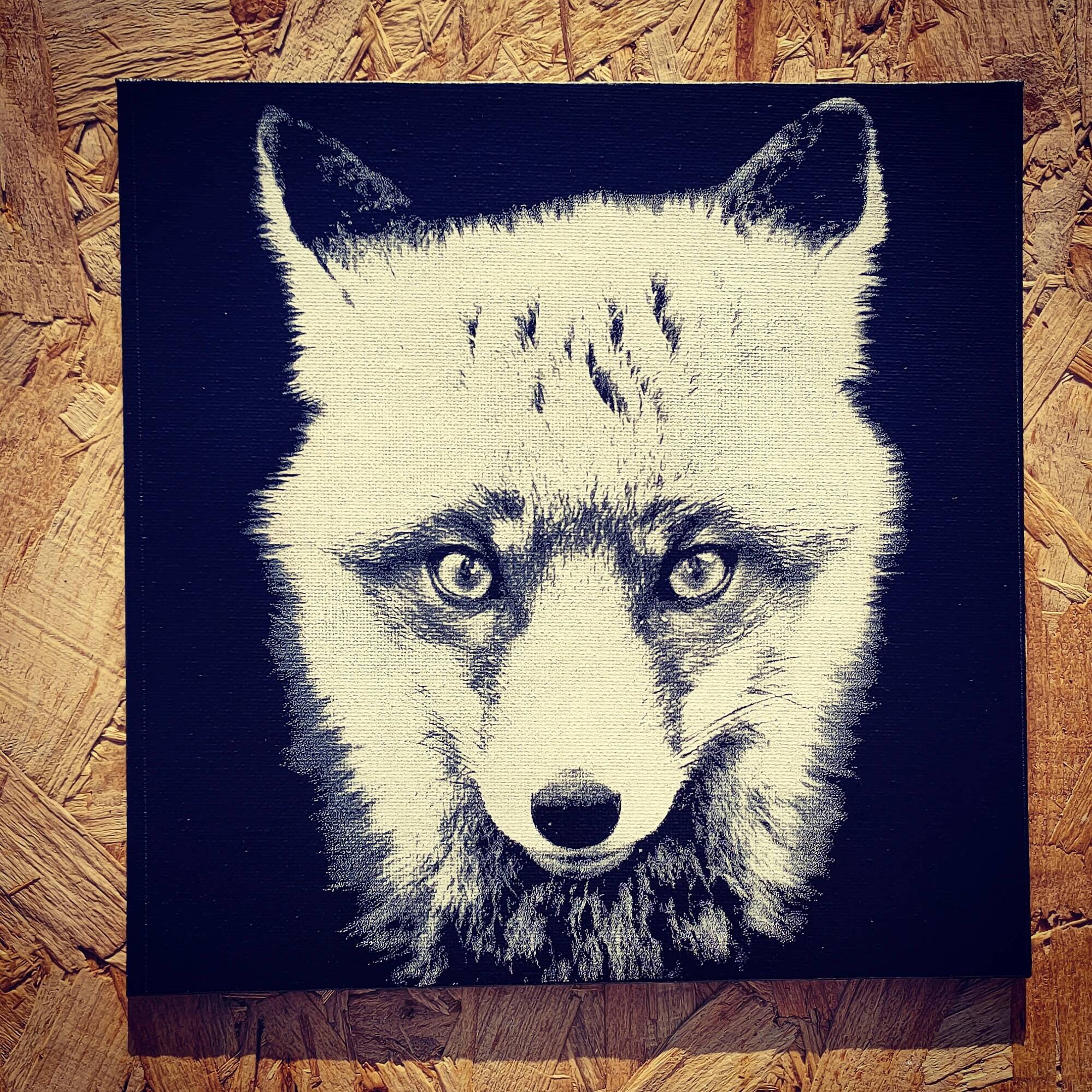 Toile Peinture Noir et Blanc Gravée Au Laser Personnalisable Motif Portrait Renard