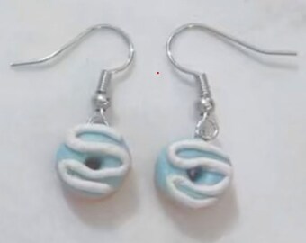 Blue donut earrings