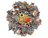 Fall front door wreath, porch decoration,thin wreath. pancake door hanger