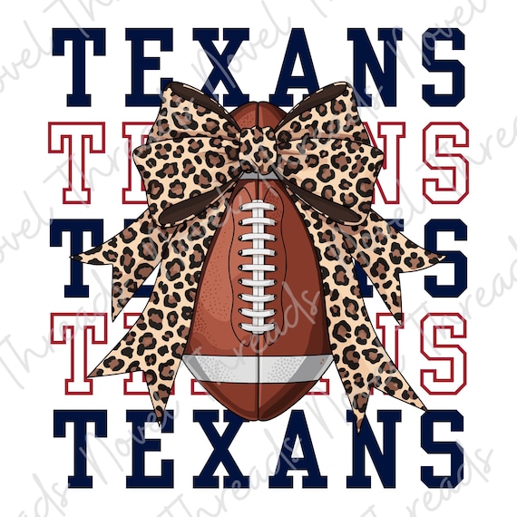 Texans Leopard Bow PNG JPG | Houston Texans Football Sublimation Design | DTF Transfer | Cheer Mom Sticker | Game Day Digital Download
