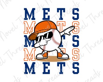 Mets-honkbal, png | Honkbalontwerp voor jongens | Honkbal dabben | Shirt wedstrijddag voor jongeren | Little League-sublimatie | Directe JPG-download