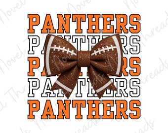 Oranje Panthers voetbalstrik PNG | Schoolgeest sublimatie | Mascottestrik wedstrijddag shirt ontwerp JPG | Cheerstrik | Voetbalmoeder | Glitterstrik