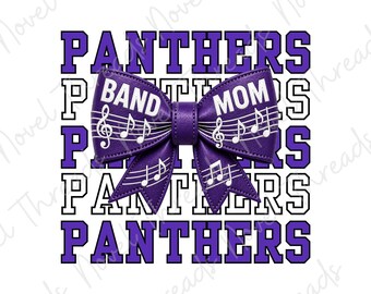 Paarse band voor moeders png | Panthers band voor moeders met strik png | Voetbal band voor moeders sublimatieontwerp | Direct downloaden | DTF PNG | JPG printbare clipart