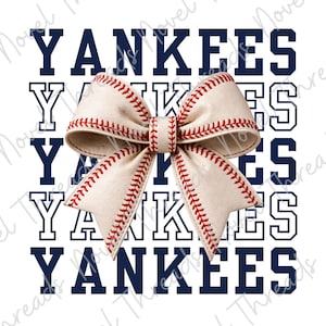 Yankees Baseball Bow PNG | Game Day Sublimation Design | Sports Mom Shirt PNG | DTF Transfer | Baseball Season Digital Download