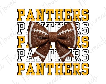 Gouden Panthers voetbalstrik PNG | Schoolgeest sublimatie | Mascottestrik | Ontwerp shirt voor wedstrijddag JPG | Cheerstrik | Voetbalmoeder | Glitterstrik