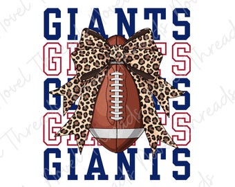 Giants Leopard Bow PNG JPG | New York Football Sublimation Design | DTF Transfer | Cheer Mom Sticker | Game Day Digital Download