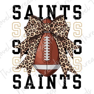 Saints Leopard Bow PNG JPG | New Orleans Saints Football Sublimation Design | DTF Transfer | Cheer Mom Sticker | Game Day Digital Download