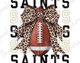 Saints Leopard Bow PNG JPG | New Orleans Saints Football Sublimatieontwerp | DTF Transfer | Cheer Mom Sticker | Digitale download voor wedstrijddag