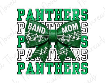 Groene Band Moeder png | Panthers Band Moeder Strik png | Voetbal Band Moeder Sublimatie Ontwerp | Direct Downloaden | DTF PNG | JPG Printbare Clipart