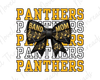 Gouden Band Moeder png | Panthers Band Moeder Strik png | Voetbal Band Moeder Sublimatie Ontwerp | Direct Downloaden | DTF PNG | JPG Printbare Clipart