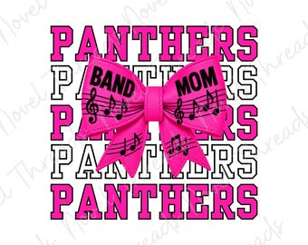 Roze bandmoeder png | Panthers bandmoeder strik png | Voetbal bandmoeder sublimatieontwerp | Direct downloaden | DTF PNG | JPG printbare clipart