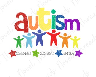 Autismebewustzijn PNG – advocaat opnemen accepteren – Autisme Shirt Design – leraar speciaal onderwijs PNG – sublimatiebestand – direct downloaden