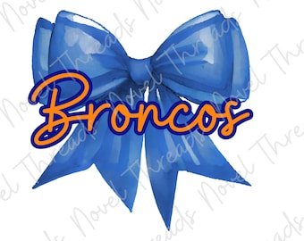 Denver Broncos Bow PNG JPG | Schattige mascotte geest clipart | Digitale download boog Game Day