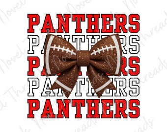 Red Panthers voetbalstrik PNG | Schoolgeest sublimatie | Mascottestrik wedstrijddag shirt ontwerp JPG | Cheerstrik | Voetbalmoeder | Glitterstrik