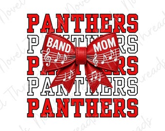 Rode Band Moeder png | Panthers Band Moeder Strik png | Voetbal Band Moeder Sublimatie Ontwerp | Direct Downloaden | DTF PNG | JPG Printbare Clipart