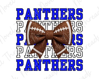 Blue Panthers voetbalstrik PNG | Sublimatie met schoolthema | Mascottestrik | Ontwerp shirt voor wedstrijddag JPG | Cheerstrik | Voetbalmoeder | Glitterstrik