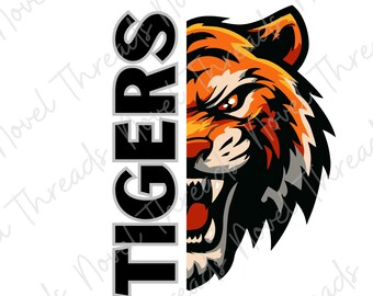 Tijgermascotte gesplitst ontwerp png en jpg | Sublimatie schoolgeest | Clipart mascotte Team Pride | Direct downloaden | DTF