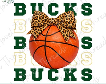 Basketbalboog Bucks, png PNGEgg | Girly basketbalshirtontwerp | Luipaardstrik sport, png PNGEgg | Sublimatie en DTF-download
