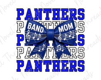 Blauwe band voor moeder png | Panthers band voor moeder met strik png | Voetbal band voor moeder sublimatie ontwerp | Direct downloaden | DTF PNG | JPG printbare clipart