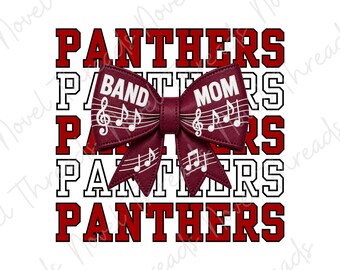 Maroon Band Mom png | Panthers Band Mom Bow png | Football Band Mom Sublimatieontwerp | Direct downloaden | DTF PNG | JPG printbare clipart