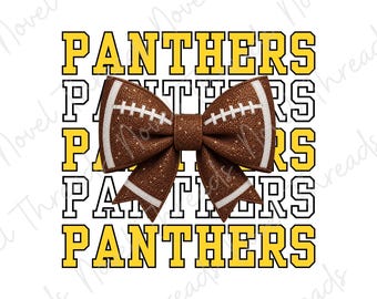 Gele Panthers voetbalstrik PNG | Schoolgeest sublimatie | Mascottestrik wedstrijddag shirt ontwerp JPG | Cheerstrik | Voetbalmoeder | Glitterstrik