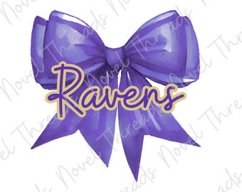 Baltimore Ravens Bow PNG JPG | Cute Mascot Spirit Clipart | Game Day NFL Bow Digital Download