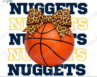Nuggets basketbalstrik PNG | Meisjesachtig basketbalshirtontwerp | Luipaardstrik sport PNG | Sublimatie & DTF downloaden